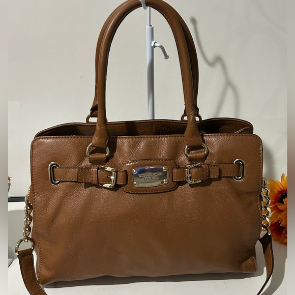 Michael Kors Hamilton Brown Pebble Leather Handbag shoulder bag - Picture 3 of 12